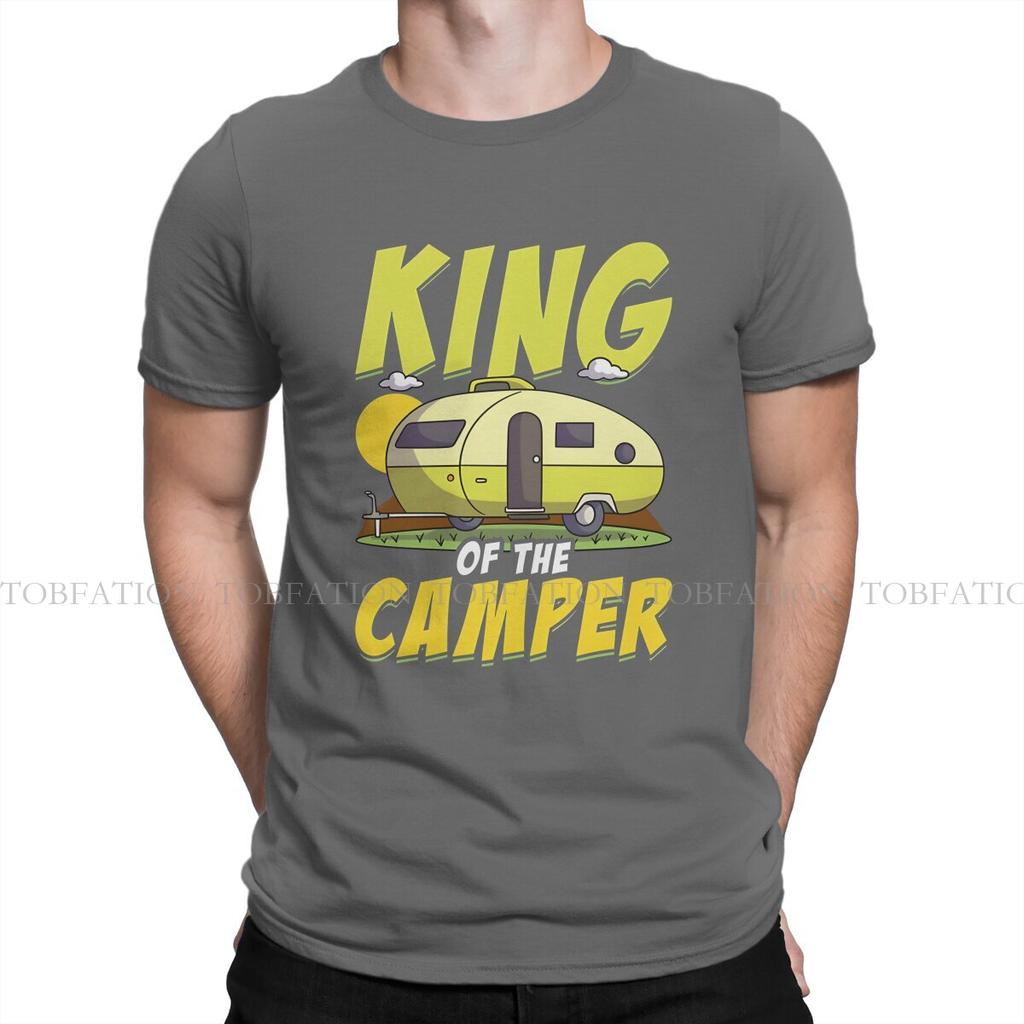Camper Camping Crewneck Tshirts King Of The Camper  Camping Print Homme T Shirt Hipster Tops