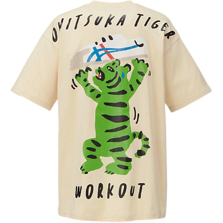 ONITSUKA TIGER Printed Pattern Loose Fit Round Neck Short Sleeve T-Shirt Unisex Tops Ivory 2183B465-750