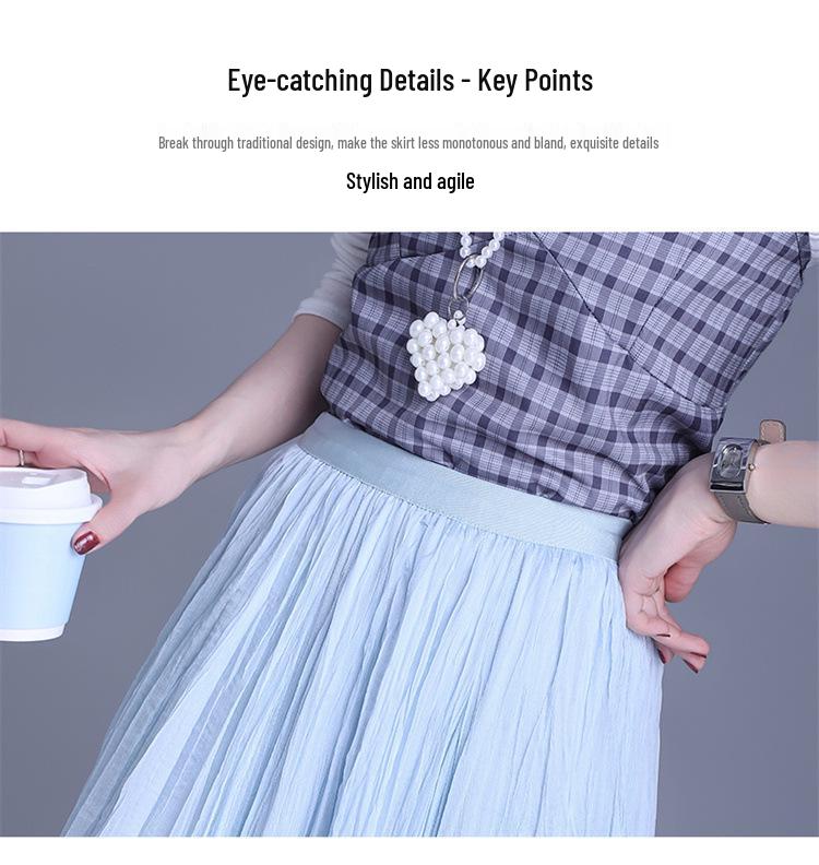 Elegant Mesh Draped Midi Skirt - Spring 2026 Collection: Irregular Hem & Pleated Design