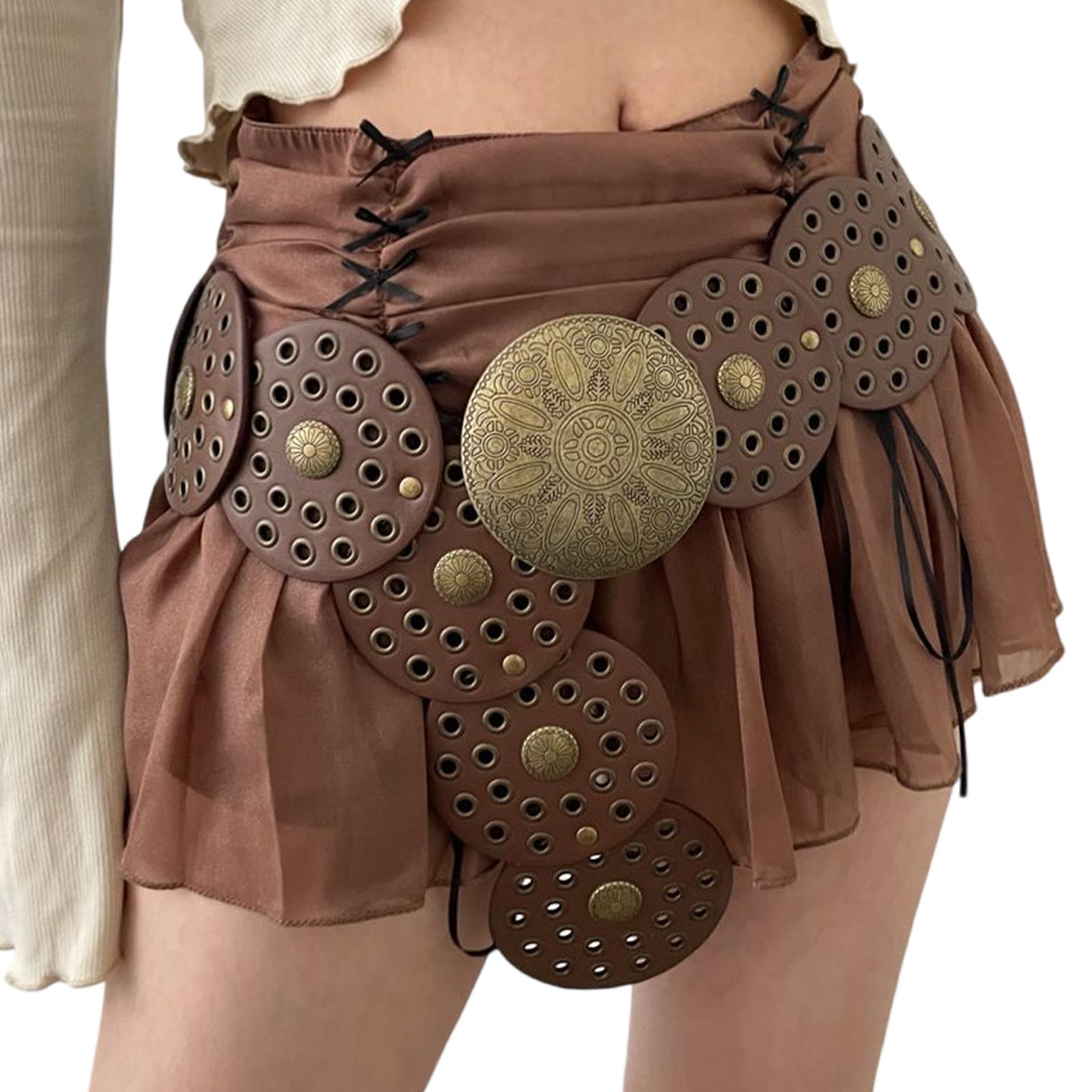 

Западная дисковая поясная цепочка с люверсами, полая панк-цепочка, ковбойский ремень для женщин, для выпускных вечеров, клубных вечеринок, для джинсов, платьев кофейный