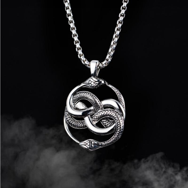 New Accessories Popular in Europe and America, Titanium Steel Pendant, Double Snake Titanium Steel Necklace