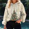 Women's Christmas Printed Loose Casual Long Sleeved Hooded Sweatshirt
