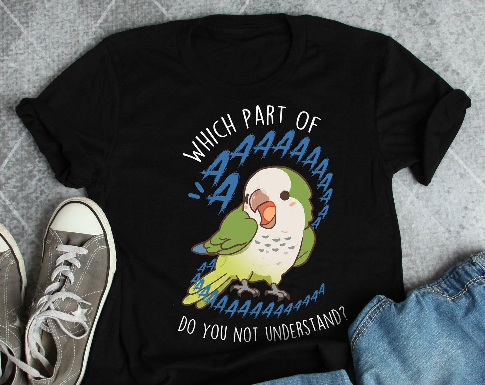 Green Quaker Shirt, , Funny Parrot Lover Gift, Cute Bird T-shirt, Monk Parrot Tshirt, Pet Graphic Tee, Tops, Scream, Birb Mom Dad 110
