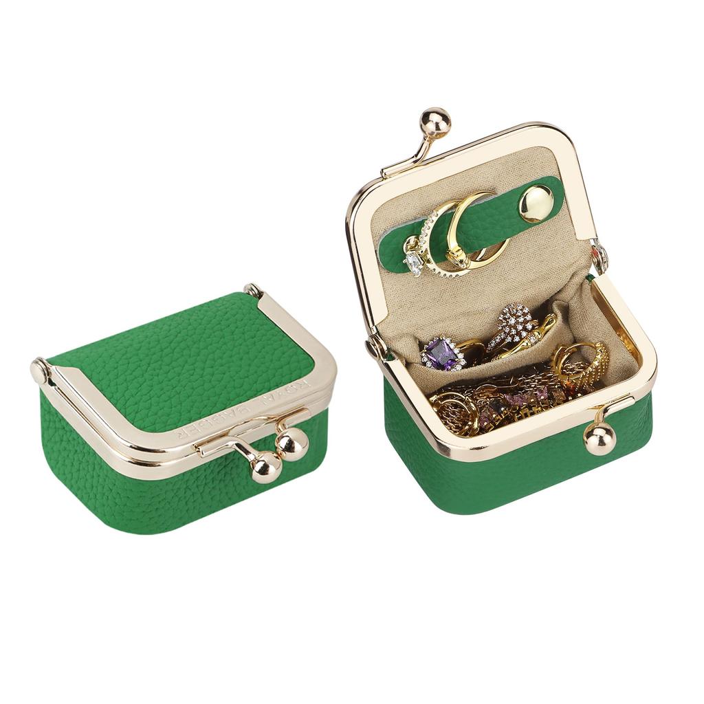 Royal Bagger Genuine Leather Mini Jewelry Box Women's Coin Purse Solid Color Kiss Lock Change Pouch Casual Style Small Storage Bag for Women 1894