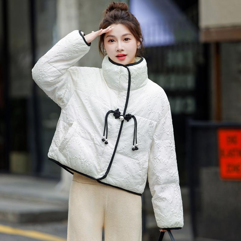 

Stand-up Collar Middle-aged Women Loose Small Cotton-padded Clothes Short Thick Korean Version of The New Bread Cotton-padded Jacket Coat in Winter. S