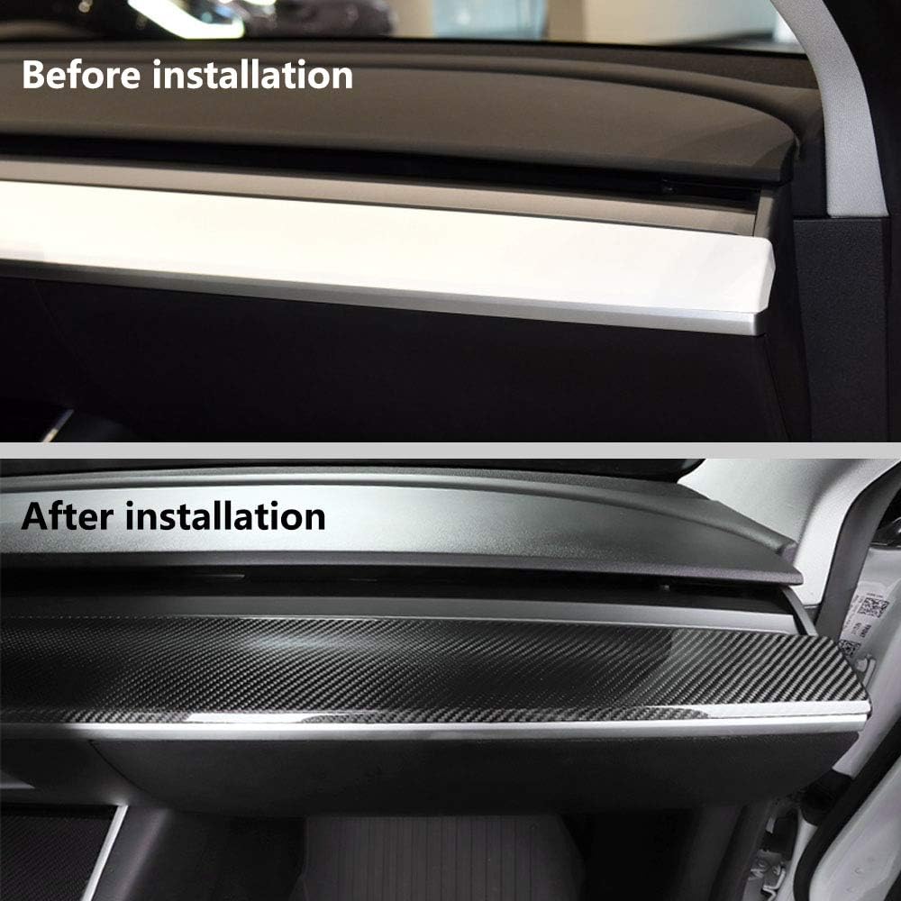 2Pcs/Set Carbon Fiber Look Central Control Dashboard Panel Trim For Tesla Model 3 Model Y 2017-2023