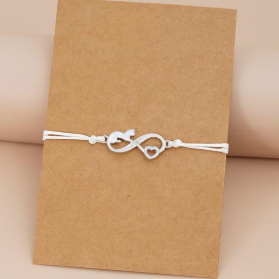 Women Bracelet Oil-dropping Handmade Braided Adjustable Soft Love Heart Black Cat Charm Rope String