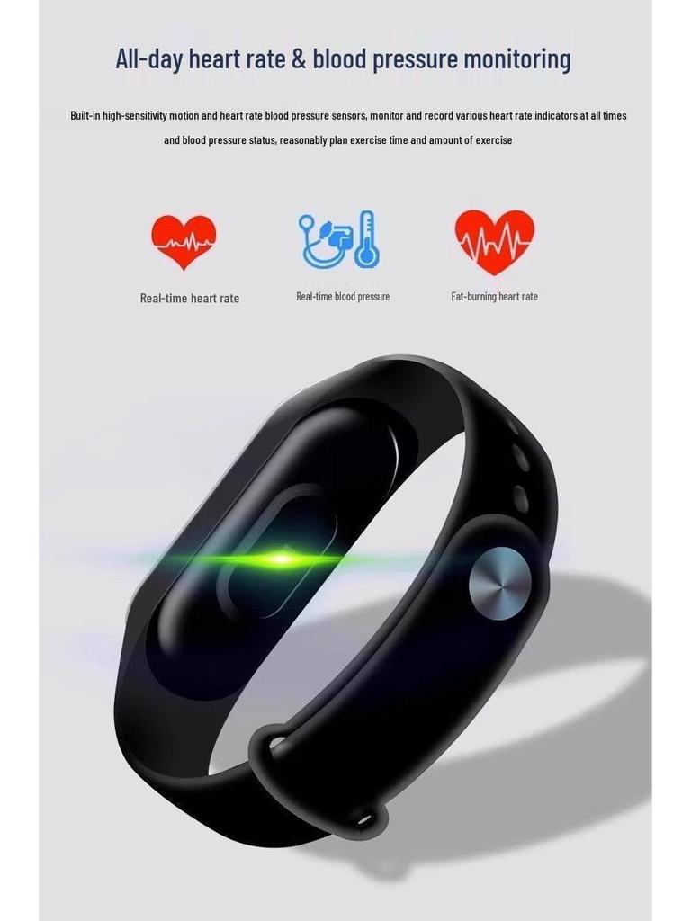 Stylish Multi-Function Sports Bracelet with Heart Rate Monitor and Custom Wallpaper – Perfect for Students