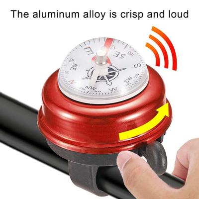 Aluminum Alloy Compass Bike Bell Handlebar Mounted Clear Crisp Loud Sound Universal MTB Road Mountain Bicycle Horn Bike Accessories