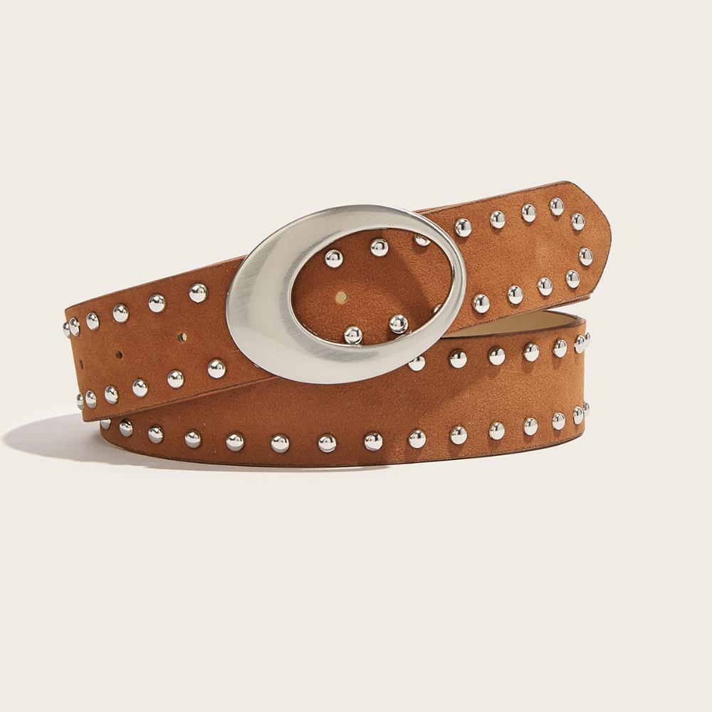 

PU Leather Suede Rivet Belt Pin Buckle Men Belt Cool Leopard Print Waistband Female