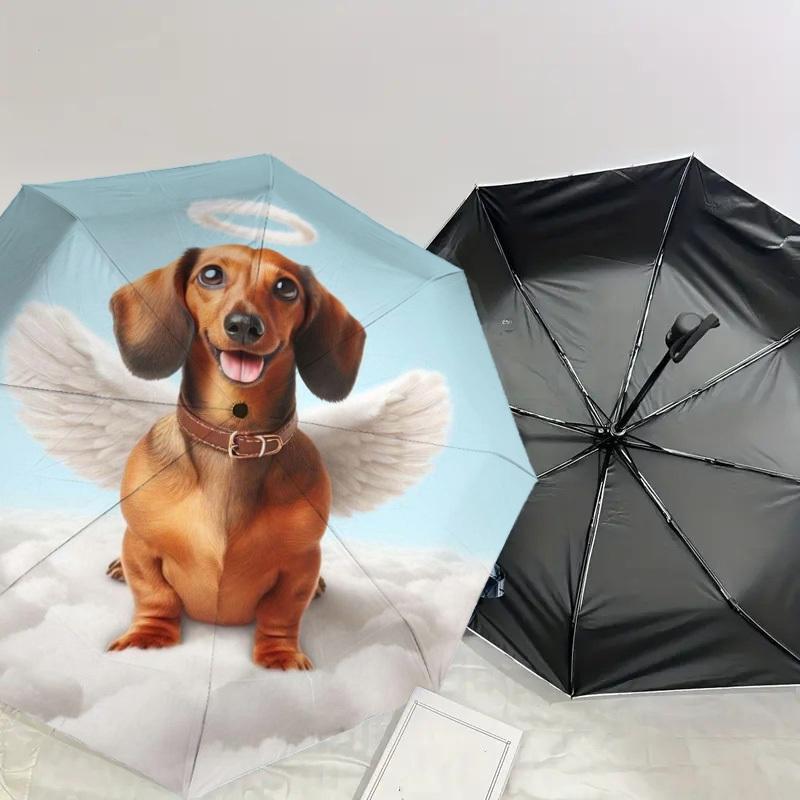 1pc Angel Dog in Heaven Umbrella with Plastic Handle,Suitable for All Seasons Home Travel Outdoor UmbrellaDD1754