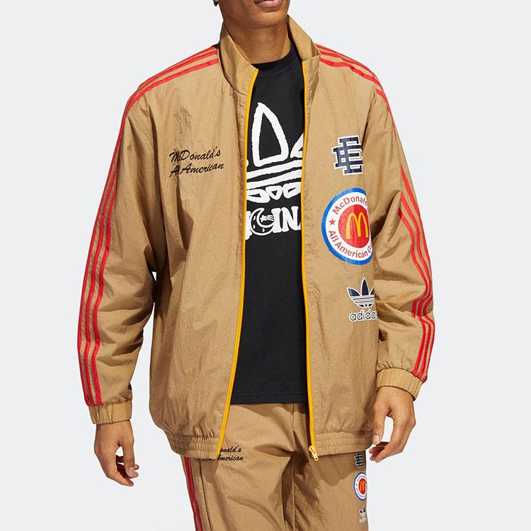 adidas Originals Trefoil X Eric Emanuel McDonalds Striped Sports Jacket 1 Men Outerwear Brown HI5589
