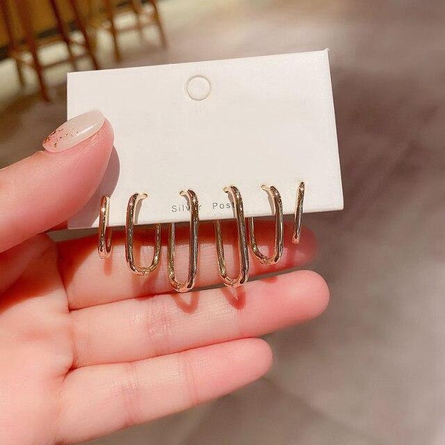 

Серьги-кольца из стерлингового серебра 925 пробы для женщин, овальные серьги из 6 предметов, подарки на вечеринку, новые