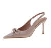 Evening Wind Beautiful Bow High Heels Women's 2025 Summer New Pointed Thin Heel Light Mouth Fairy Wind Bag Head Sandals