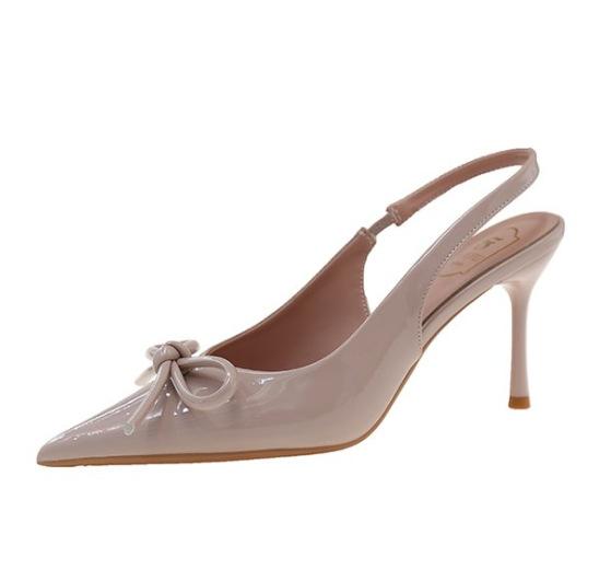 Evening Wind Beautiful Bow High Heels Women's 2025 Summer New Pointed Thin Heel Light Mouth Fairy Wind Bag Head Sandals