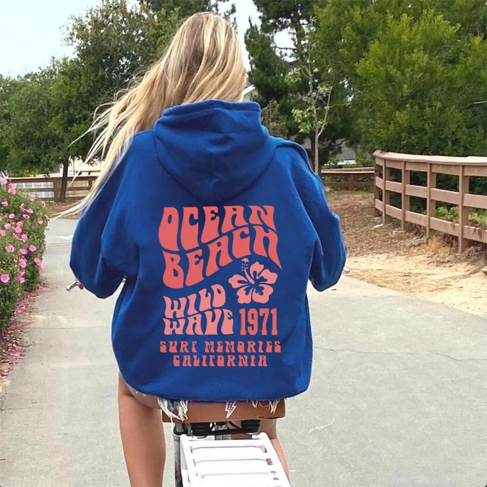 

Ocean Beach Hoodie Aesthetic Hoodie Tumblr Sweatshirt CA Surf Tee Модная толстовка оверсайз Кокосовая толстовка с капюшоном унисекс Эстетические топы