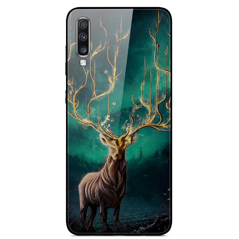 For Samsung A70 Case Cute Pattern Tempered Glass Back Hard Cover Case For Samsung Galaxy A70 Phone Cases Coque A70S A 70 Fundas