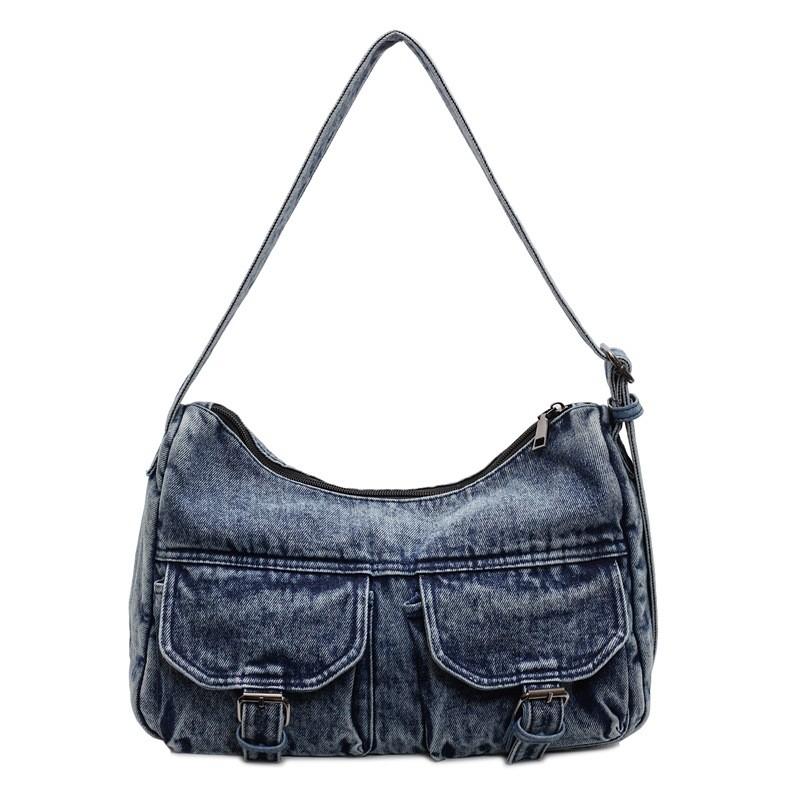 Fashionable Large Capacity Women Casual Single Shoulder Denim Crossbody Bag For Daily Use