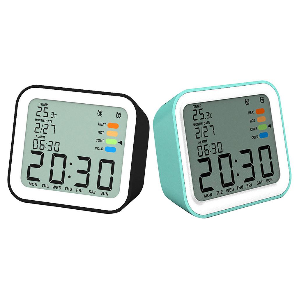 Kids Student Clock Bedside LCD Digital Mute Electronic Clock with Temperature Backlight Display
