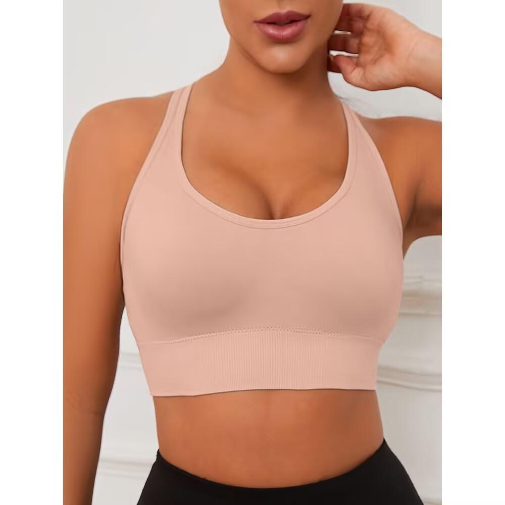 

Бесшовный спортивный бюстгальтер без косточек, идеально подходящий для занятий фитнесом, йогой, бегом, с амортизацией Anti Shock и стильным дизайном с полой спиной Small розовый