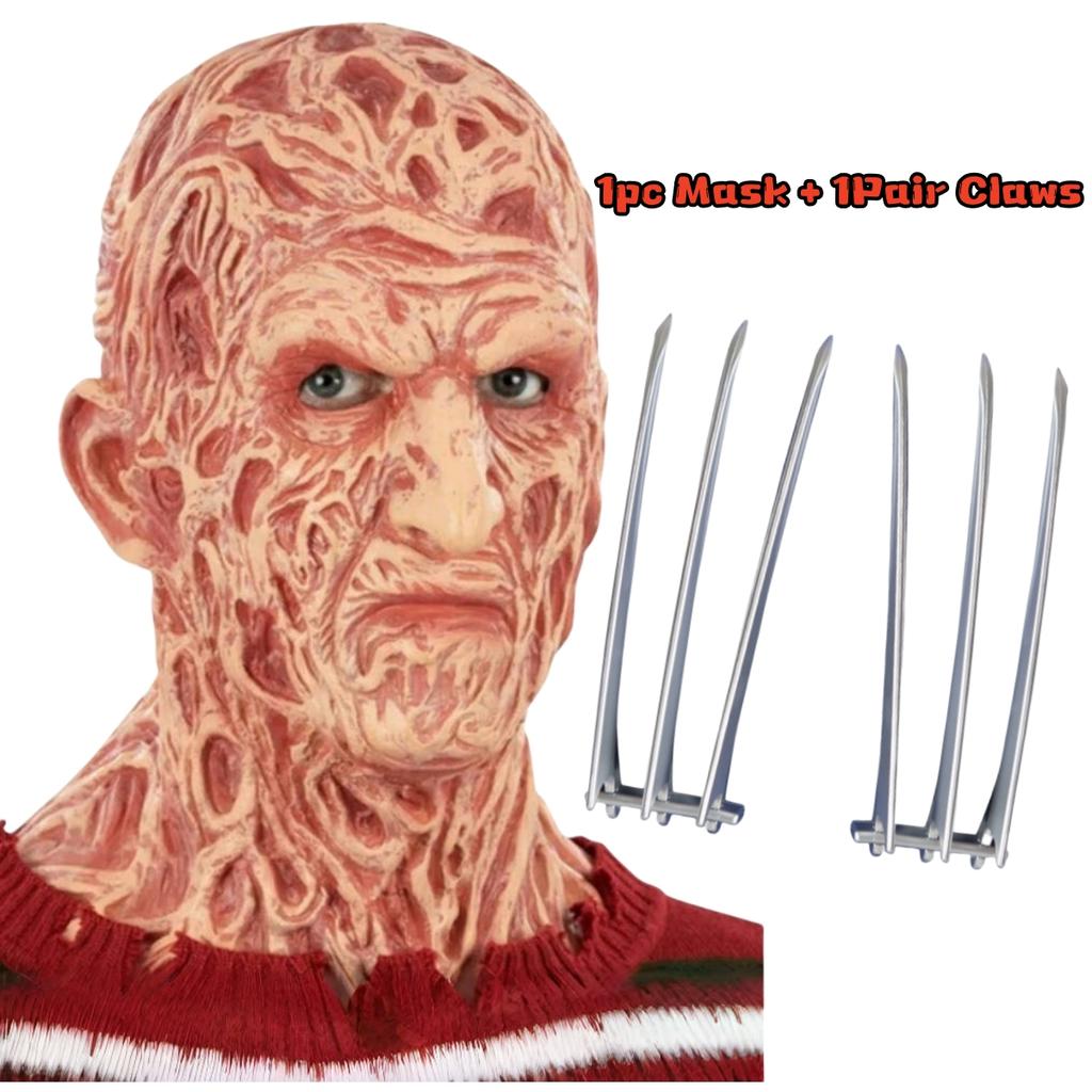 Freddy Latexová Maska Halloween Karneval Cosplay Kostým Hororová Celotvárová Maska Démon Rave Pazúry Rekvizita Maska Mužský Doplnok