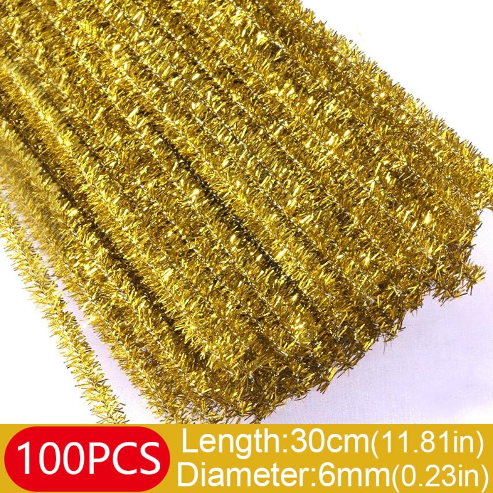 100 peças Novos Arames de Chenille Brilhantes de 30cm Barra de Torção Topo de Lã DIY Suprimentos de Artesanato Natal Palitos Arame