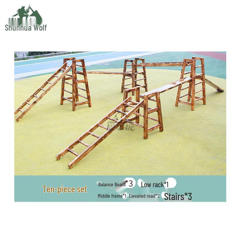 Carbonized Wood Outdoor Fitness & Sensory Training Set