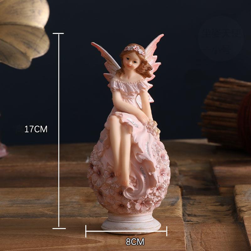 European Cute Elf Girls Resin Angel Figurines Office Desk Fairy Statue KTV Bar Ornaments Decor Home Furnishing Decoration Crafts