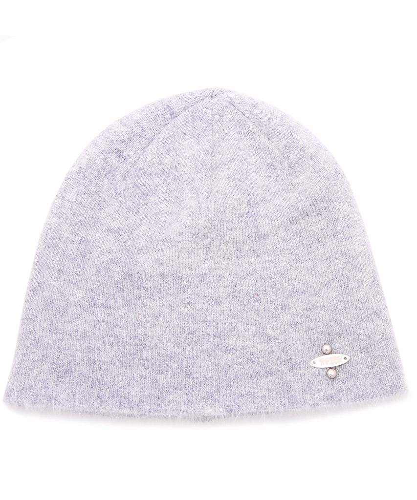 Egseupieo Angora Balloon Studded Short Beanie Sky Blue Purple