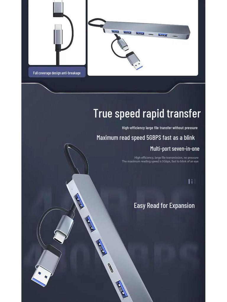USB 3.0 Acht-in-Eins Typ-C Hub: Erweiterungsdock mit SD/TF-Kartenleser und Audio.