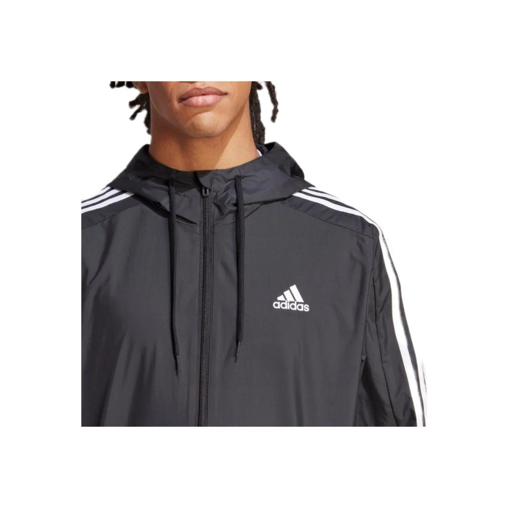 adidas Logo Stripe Hooded Jacket Men Outerwear Black IB0378