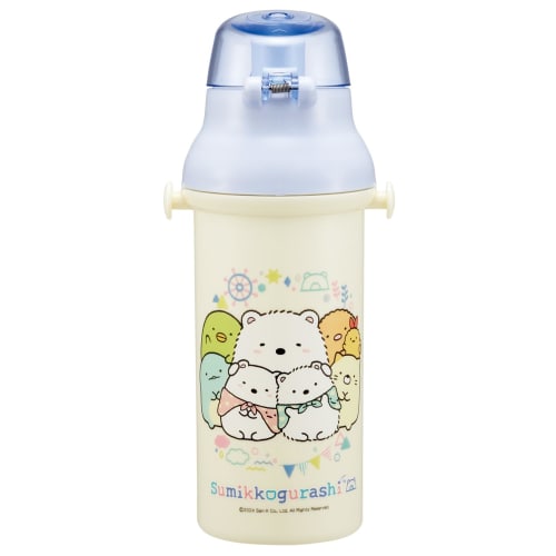 Skater Children's Water Bottle, 480ml, Direct Drinking, Plastic, One-Touch Operation, Dishwasher Safe, Made in Japan, Sumikko Gurashi, Polar Bear Home