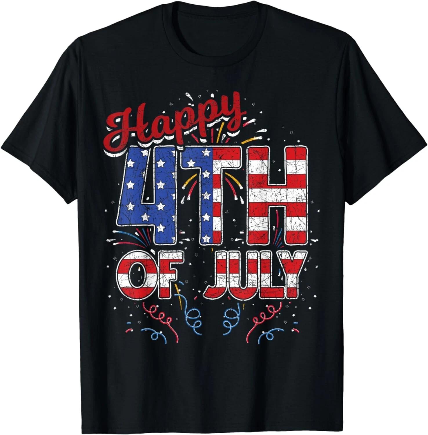 Fireworks Happy 4th Of July US Flag American 4th Of July Gift Unisex T-Shirt S