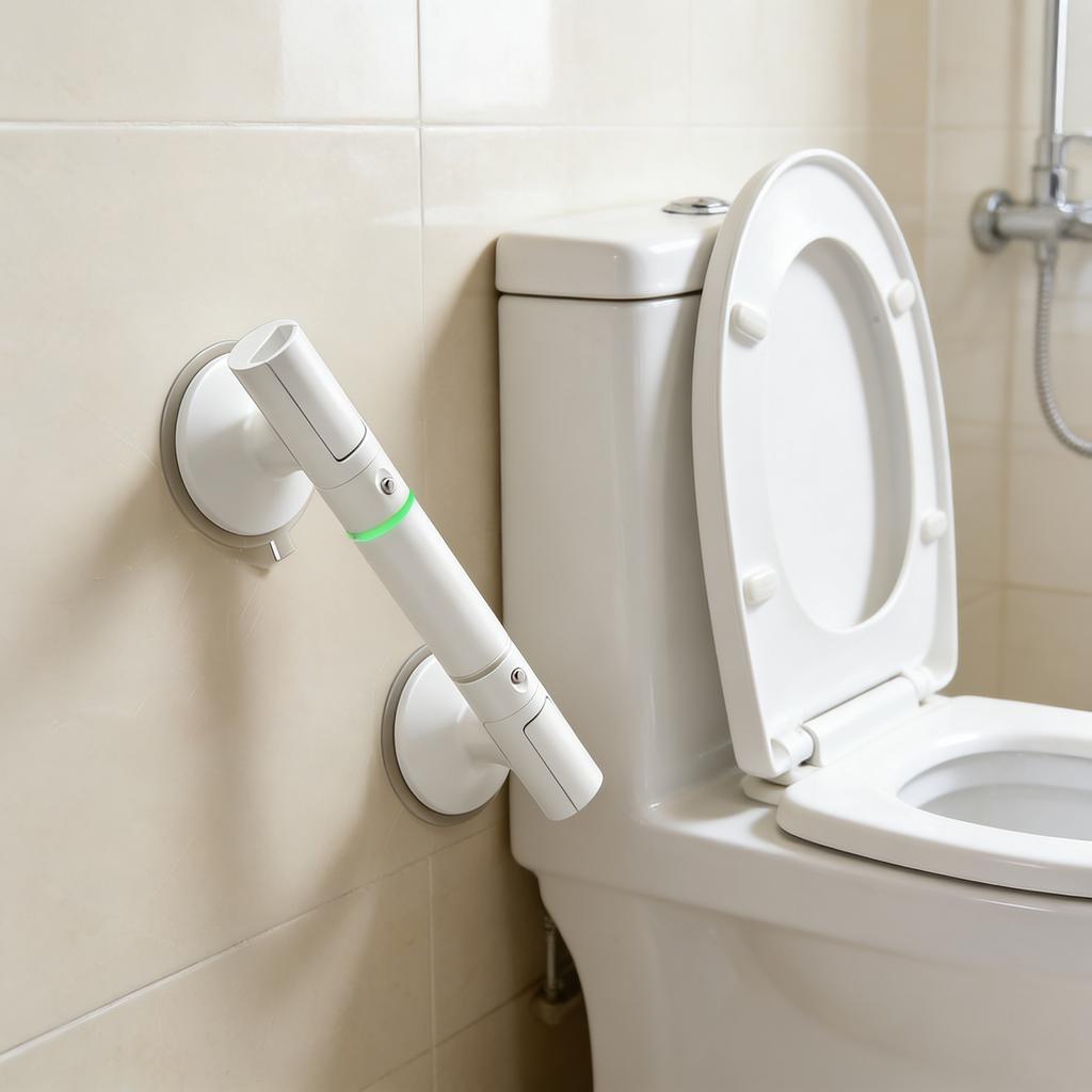 Stark Sugstång -, Säkerhetshandtag för Badrum för Seniorer & Äldre, Enkel Installation Ingen Borrning för Badkar, Toalett & Dusch, Elfenben