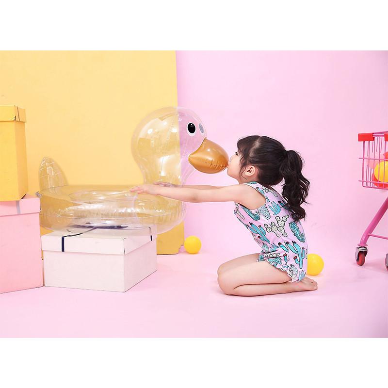 Transparent Big Head Duck Swim Ring For Babies 0-7 Years Old Pvc Thickness 0.25