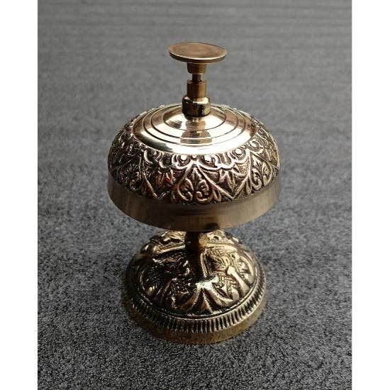 Dzwonek dekoracyjny na stół w stylu vintage, mosiężny, kwiatowy, dzwonek przywołujący, dzwonek na ladę hotelową, dzwonek na biurko, dzwonek dekoracyjny do biura, dekoracja stołu, dzwonek prezentowy