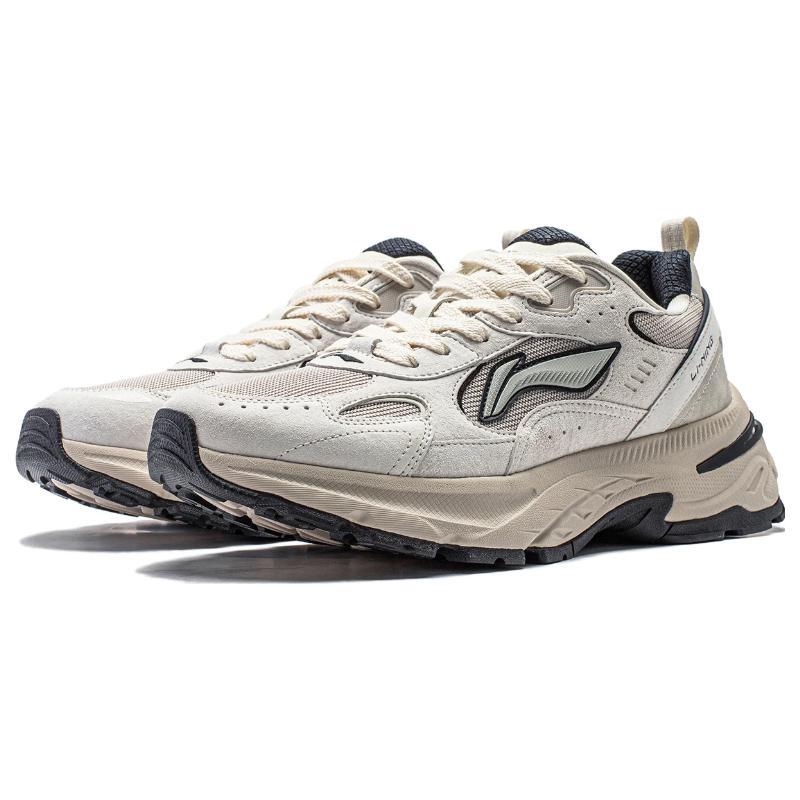 Li Ning Beicheng Cushioning Slip Resistant Abrasion Resistant Support Low top Chunky Sneakers Women's White Gray AGCT426-1