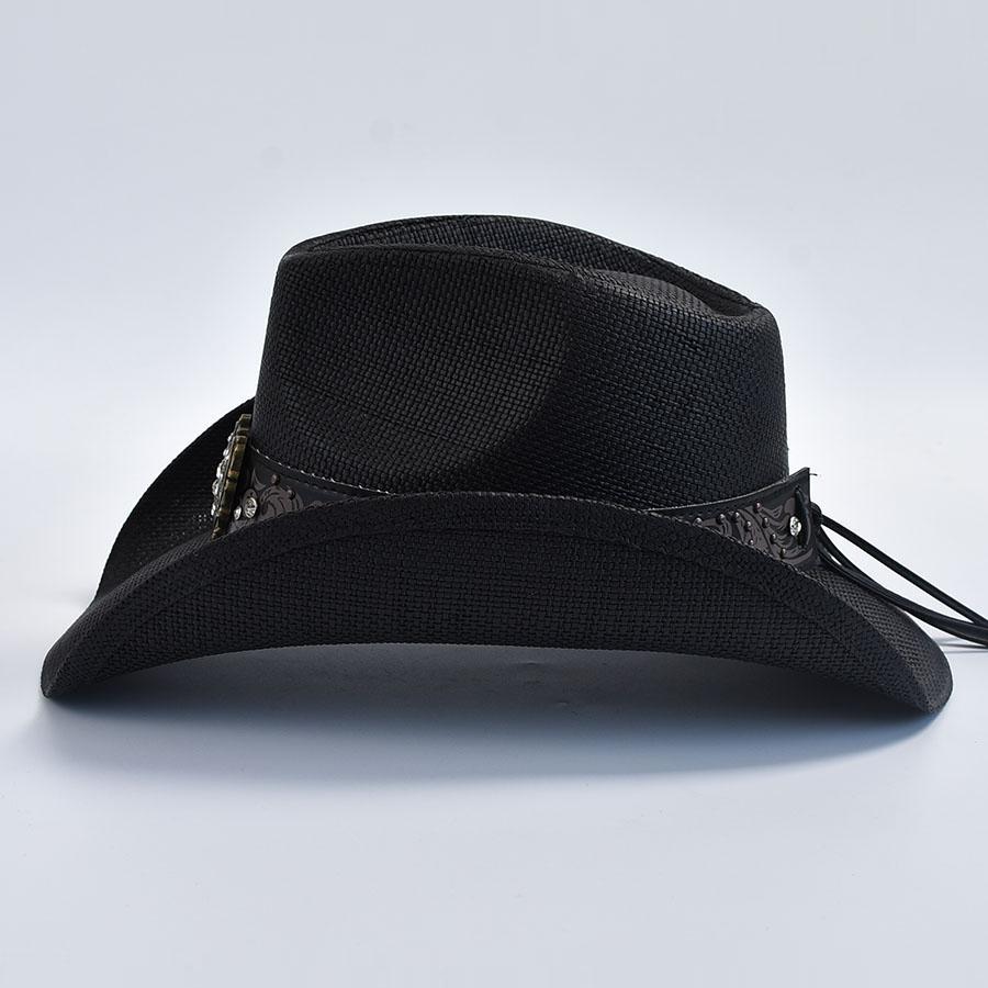Cappello Western da Cowboy in Paglia Vintage da Uomo e Donna Intrecciato a Mano Cappello da Sole Estivo da Spiaggia Cappello Jazz da Gentiluomo e Signora Cowgirl