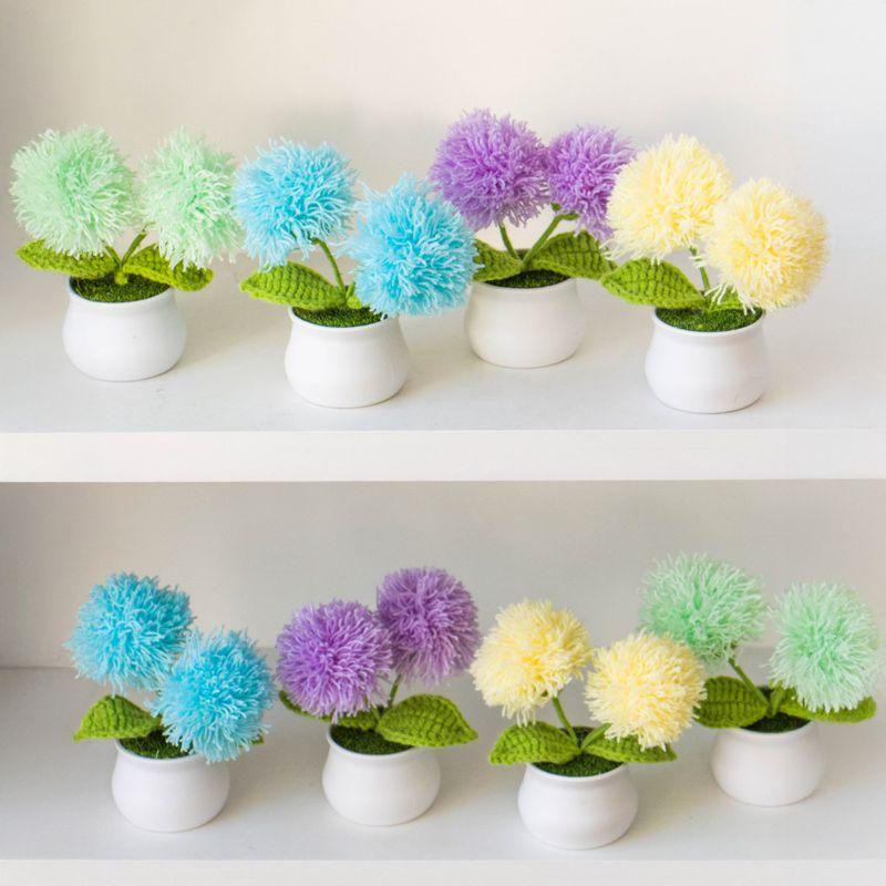 Cute Simulated Flower Potted Plant Crochet Flower Ornament