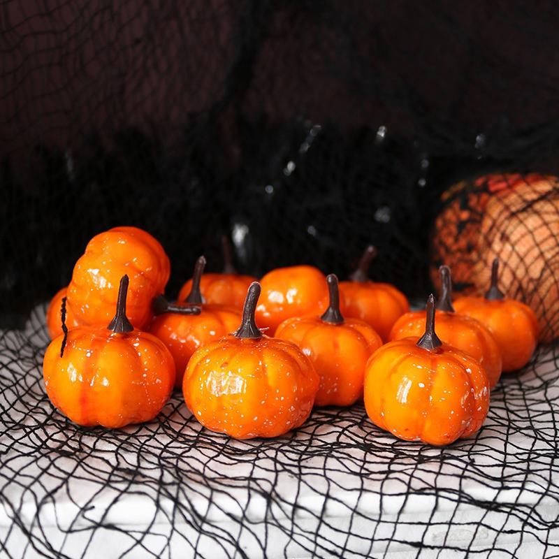 6PCS/Lot Yellow Simulated Pumpkin Harvest Thanksgiving Halloween Atmosphere Decoration DIY Material for Home Party Handcraft ZYF