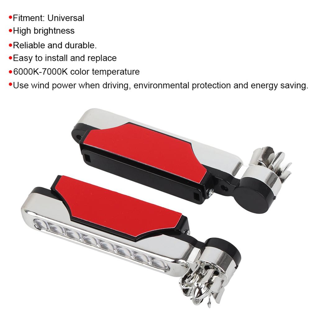 2pcs 8LEDs Car Universal Wind Energy Powered Daytime Running Light Auxiliary Lamp Accessory