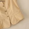 ZANZEA Canottiere Casual da Donna con Scollo a U, Colore Unico, Vestibilità Larga, Senza Maniche