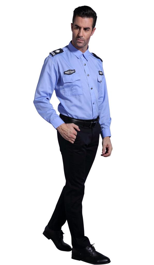 Madrugada Police Officer Cosplay Dandy Police Costume for Size S597 Men, (Large, Blue)