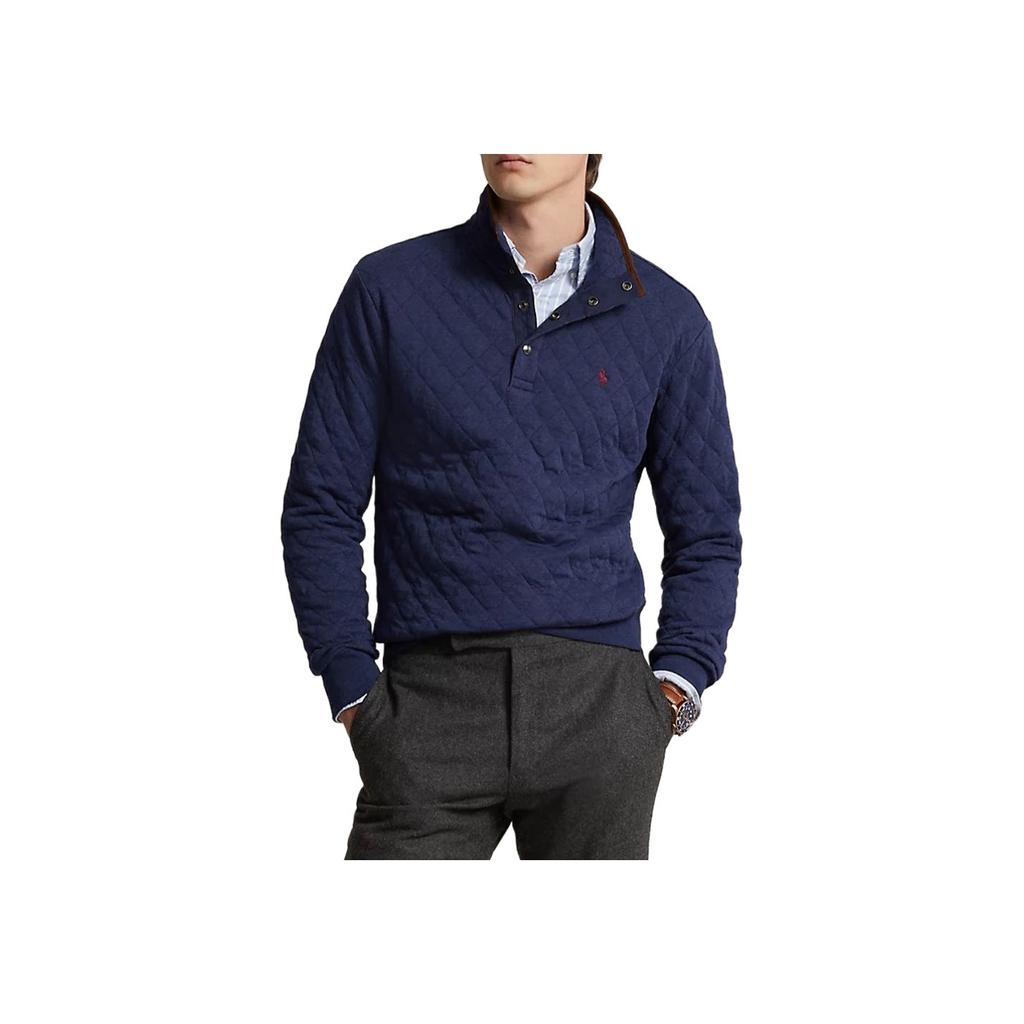 Polo Ralph Lauren SS23 Solid Color Small Pony Embroidered Diamond Pattern Pullover Long Sleeve Sweatshirt Men Sweatshirt Blue 710916640-001