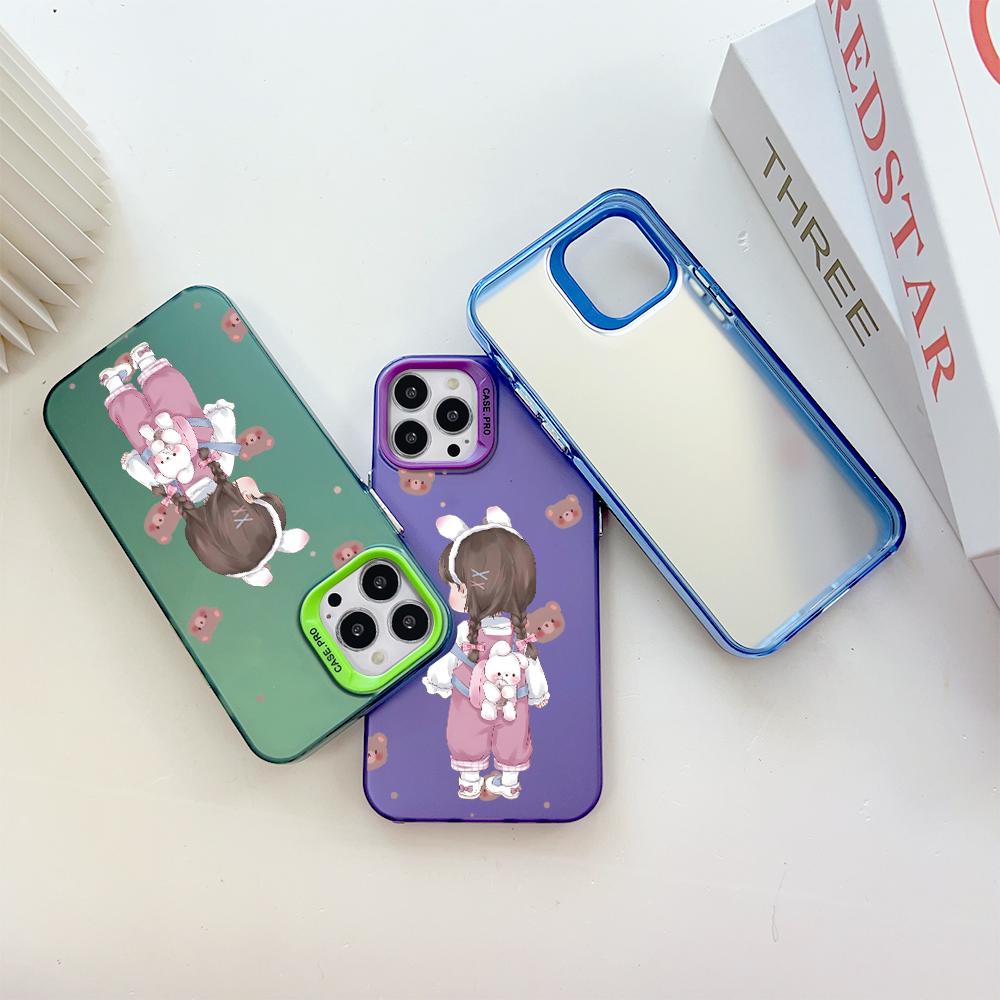 Custodia per telefono anti-caduta antiurto con guscio rigido a doppia faccia colorato con motivo dipinto per Huawei Honor Infinix Tecno iPhone