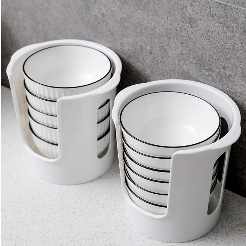 Dish Rack Kitchen Bowl Storage Organizer 2 Tier Tableware Draining Rack Multifunctional Countertop Space Saving for Home