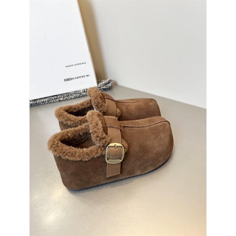 

Cowhide inner height-increasing shoes for women s winter new thick-soled piled thickened fluffy shoes warm wool cotton shoes 40