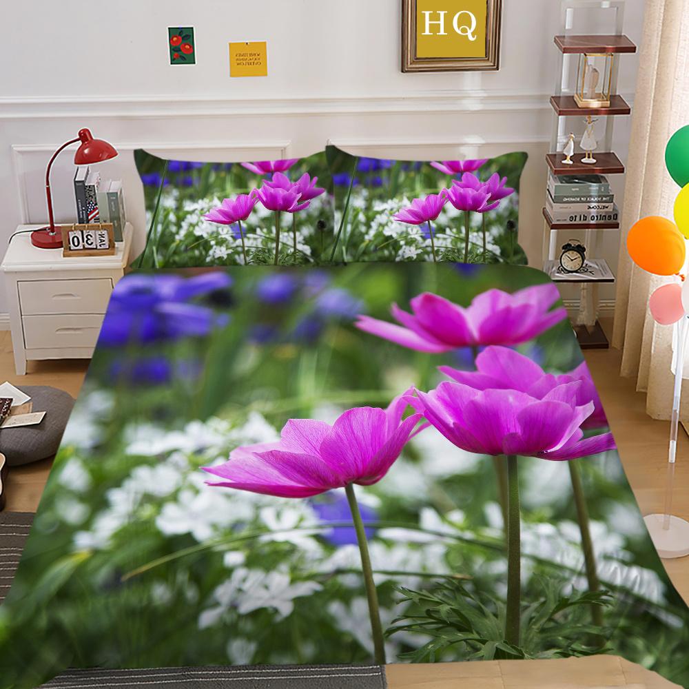 3D Flowers Printing Bedding Cover Full Size Polyester Bedspreads Woman Luxury High Quality Bedroom Decor