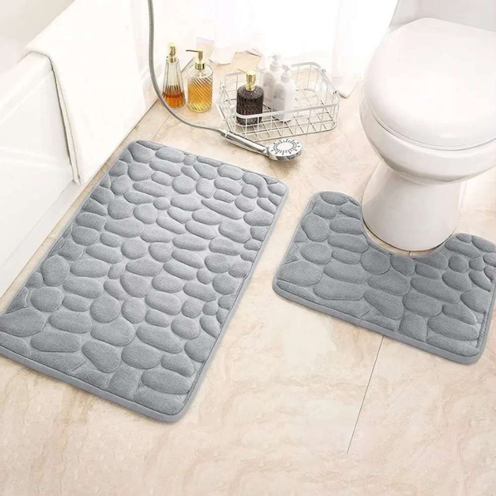 Memory Foam Bath Mat Bath Mat Set Stone Embossed Mat