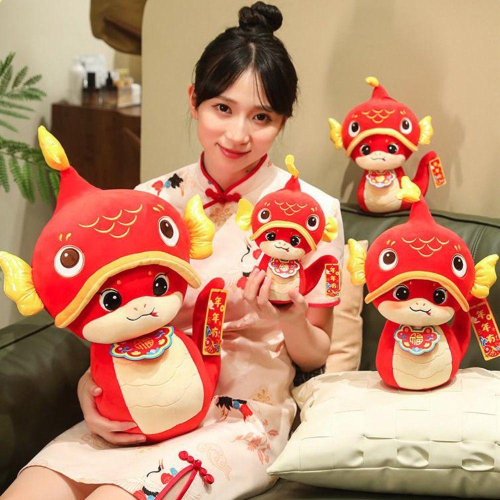 Chinese Style Wealth Snake Year Mascot Toy Blessing Lucky Snake Doll Keychain  Children